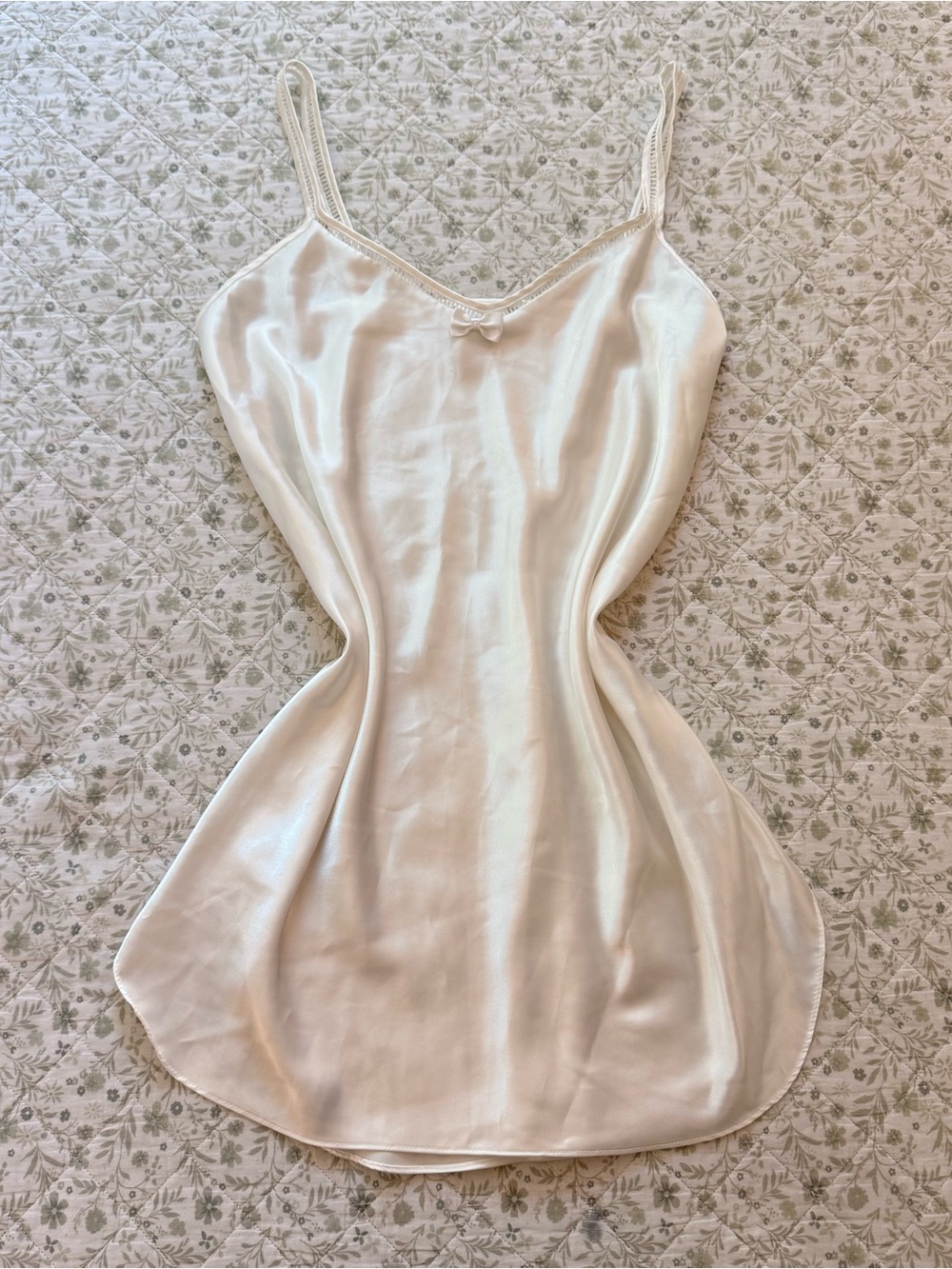 Y2k Secret Treasures white satin slip dress with bow detail